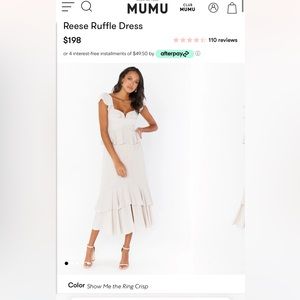 Show me your mumu Reese ruffle dress. M. Show me the ring crisp